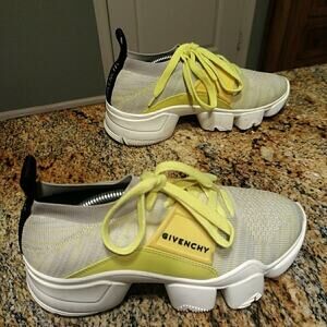 GIVENCHY Women's White Yellow Black Jaw Mixed Media Chunky Sneakers Sz EU36/US 5